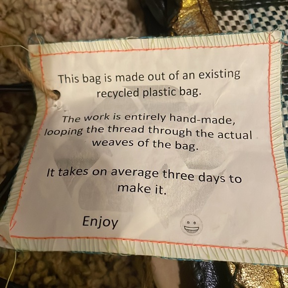 NWT Anthroplogie En Shalla Blue Plaid Crossbody tote bag w/ gold metallic trim - Picture 4 of 12